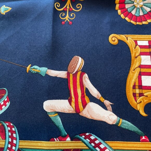 Salvatore Ferragamo Vintage Silk Scarf – Equestrian & Sports Theme - Picture 10 of 15